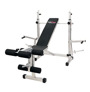 Lifeline Fitness LB-309 Strength Multi-Purpose Adjustable Bench Flat, Incline Decline Bench with Leg Curl, Leg Extension & Dumbbell Fly Full Body Workout for Men at Home,