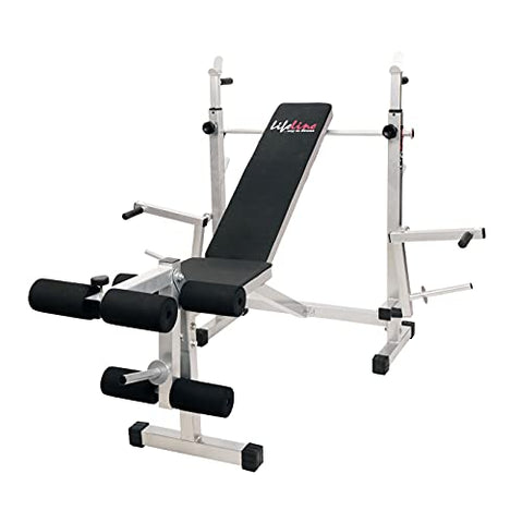 Image of Lifeline Fitness LB-309 Strength Multi-Purpose Adjustable Bench Flat, Incline Decline Bench with Leg Curl, Leg Extension & Dumbbell Fly Full Body Workout for Men at Home,