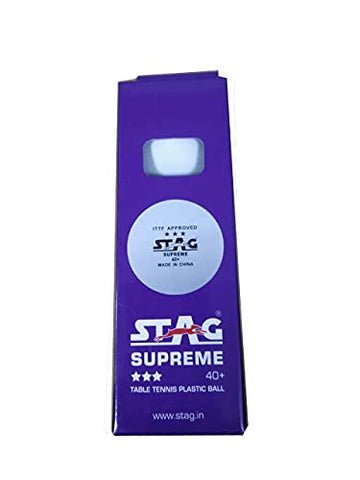 Image of STAG SUPREME Plastic Table Tennis Balls, Size Standard, (White)