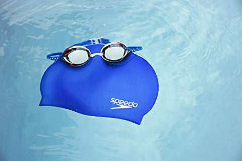 Image of Speedo Silicone Solid Swim Cap, White, One Size/White
