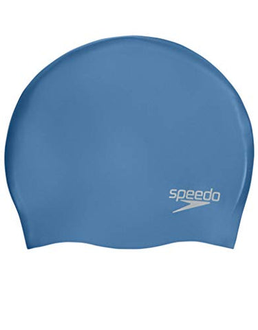 Image of Speedo Moulded Silicon Cap For Unisex-Adult (Size: 1Sz,Color: Blue/Silver)