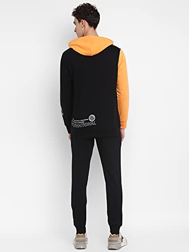 Alan Jones Clothing Men's Cotton Athletic Gym Running Sports Track Suit (TSUIT21-P03_Black_XL)