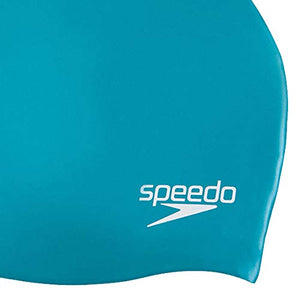 Speedo Junior Plain Moulded Silicone Cap, Green/White