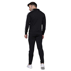 PRAUME Men's Polyester Lycra Track Suit (Black, Large)