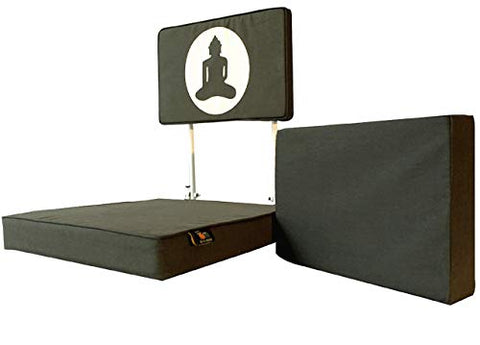 Image of Friends of Meditation Large Vipassana Meditation Chair with Back Support Cushion (100% Cotton, Green, Seat Size: 21x18 inches)