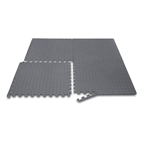 AmazonBasics Puzzle Exercise Mat with EVA Foam Interlocking Tiles - Grey