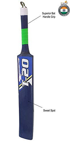 Jaspo T-20 Wooden Cricket Set(1 Wooden bat (Size-5),1 T-20 Ball,3 Plastic Stumps,2 Bail) upto 12 years (Blue)