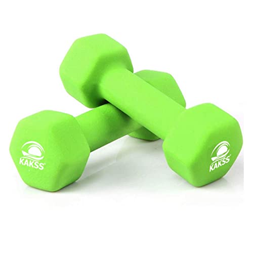 Kakss Neoprene Dumbbells sets for Gym Exercise (Proudly Made in India) (3KG GREEN PAIR)