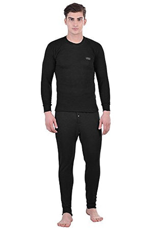 Lux Cottswool Men's Cotton Thermal Set (COTT_Black_FS_RN_TRO_Set_80)