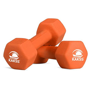 Kakss Neoprene Dumbbells sets for Gym Exercise (Proudly Made in India) (1KG ORANGE PAIR)