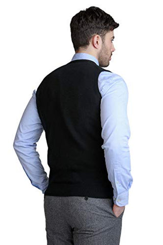 Image of BASE 41 Men's Wool V-Neck Sweater (HSR_Black_Medium)