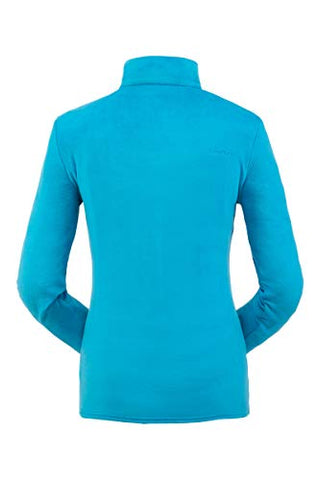 Image of Spyder Women’s Shimmer Bug Zip T-Neck – Ladies Pullover Long Sleeve Active Shirt, Large, Lagoon