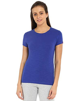 Jockey Women's Cotton Round Neck T-Shirt (UL04-0103-Indigo Crush_Medium)