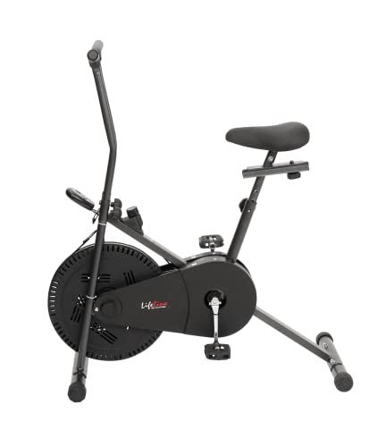 Life Line Fitness LE-102 Air Bike Exercise Indoor Cycle with Stationary Handles, Vertically and Horizontally Adjustable Seat, Adjustable Resistance, LCD Display (Maximum User Weight 100kg)