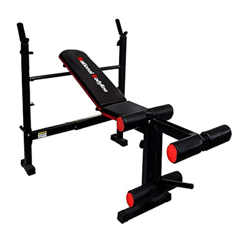 Image of National Bodyline Adjustable Weight Bench Full Body Workout, Foldable Inclined Decline Flat Strength Training Fitness with Leg Curl & Extension (Silver) - Max Weight Capacity on Crutches: 400 LB