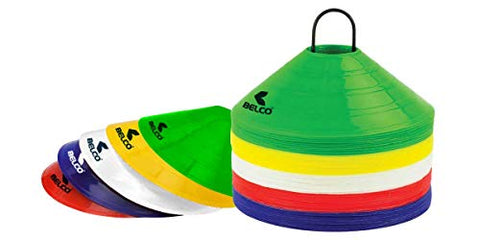 Image of Belco Sports PVC Cones, Pack 6, 10 Space Markers and Ladder Agility, 4 Meter Combos (Multicolour, 6 Inch)