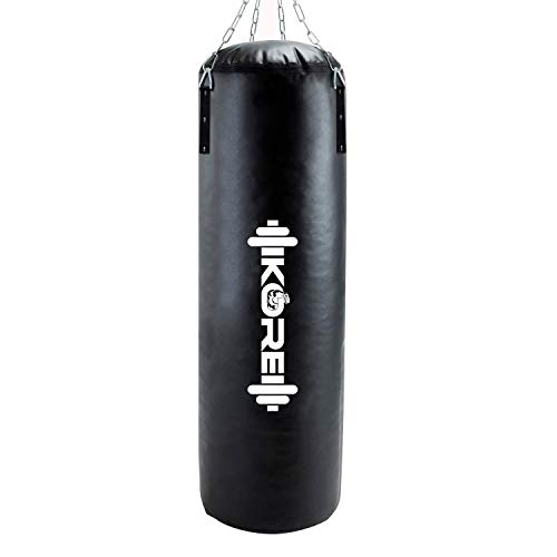 KORE Phantom 3 Feet Unfilled Heavy Black Punching Bag SRF Material Boxing MMA Sparring Punching Training Kickboxing Muay Thai with Rust Proof Stainless Steel Hanging Chain
