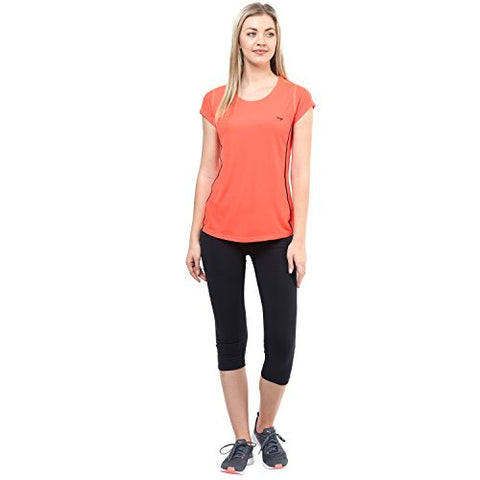 Image of berge' Ladies Polyester Dry Fit Western Shirts & Tshirts for Women, Quick Drying & Breathable Fabric, Gym Wear Tees & Workout Tops (Neon Orange Colour) M