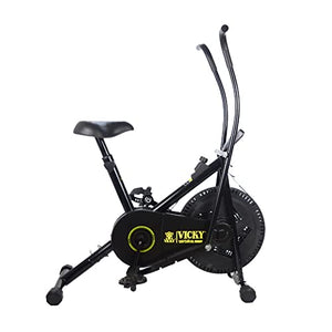 Vicky Fitness Air Bike with Moving Handle Full Body Workout with Cushioned Seat for Cardio Training, Weight Loss & Workout at Home