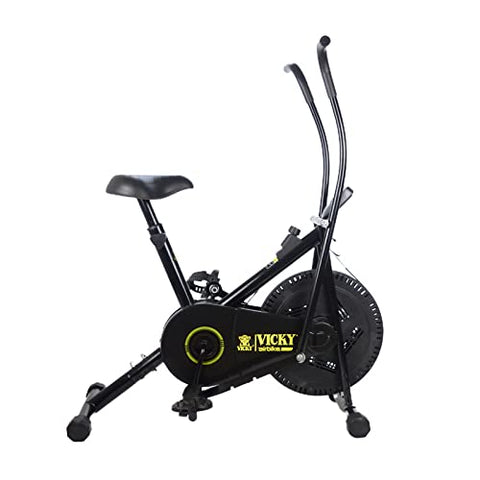 Image of Vicky Fitness Air Bike with Moving Handle Full Body Workout with Cushioned Seat for Cardio Training, Weight Loss & Workout at Home
