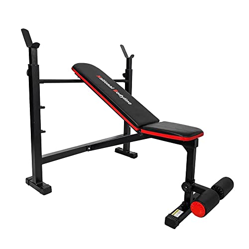 National Bodyline Adjustable Weight Bench Full Body Workout, Foldable Inclined Decline Flat Fitness Home Gym Bench without Leg Curl (Black) - Weight Limit : 400 LB