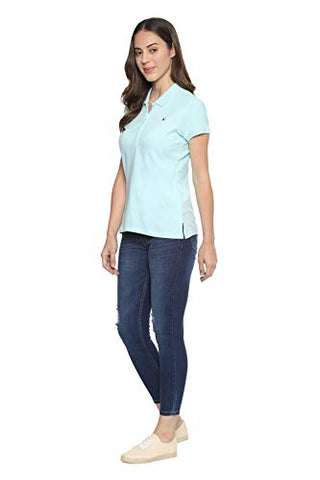 Image of Allen Solly Women's Regular Polo Shirt (AHCTCRGFN06149_Lt. Blue Solid L)