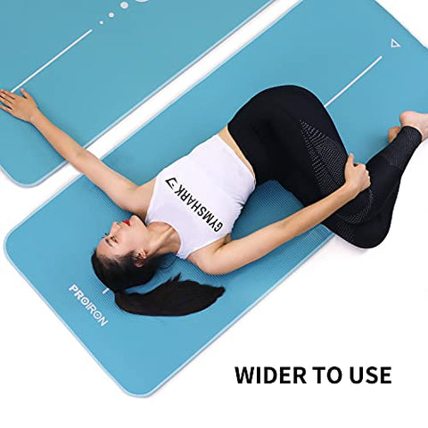 Image of NBR Yoga Mat 1830×660×10 mm - GREEN PROIRON Pilates Mat Edge Protection Non-Slip Yoga Mat Exercise Extra Thick Foam Mat Fitness Workout Mats Home Gym with Carrying Strap