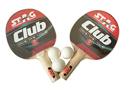 Image of STAG Club Table Tennis Playset | 2 Racquets & 3 Balls (White), Model: Club-Set WH