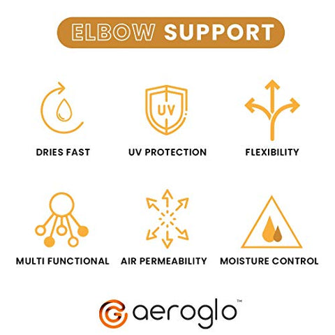 Image of Aeroglo Health - Warm Compression Arm & Elbow Support Sleeve (Pair Pack in Re-usable Jar) for Pain, Jerk and Tan Prevention - Soft, Knitted & Breathable Material (Black)
