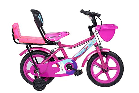 Image of Norman Jr TTT Double Seat Designed in Scandinavia EU Kids Bike Bicycle for Toddlers and Kids 14 Inch Fully Adjustable with Back Seat & Support for Boys and Girls Cycle for 2 to 5 Years - Pearl Pink