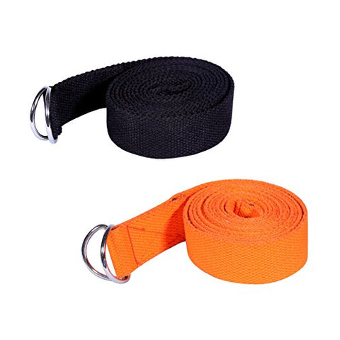 Image of Footmate Socks Yoga Belt 1.5 Inches Yoga Props for Safe & Perfect Yoga Posture (Black-Orange, 1.5-inch)