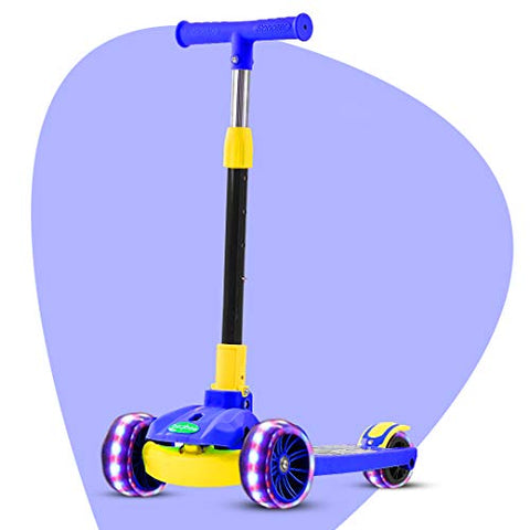 Image of GoodLuck Baybee Skate Scooter for Kids, 3 Wheel Kids Scooter Smart Kick Scooter with Fold-able & Height Adjustable Handle, Runner Scooter (Smart Blue)