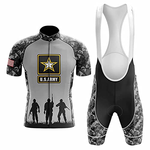 BIKE BEER Army Cycling Jersey Navy Cycling Jersey Set Men's Cycling kit, Blacke, X-Large