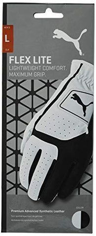 Image of Puma Golf Male 2018 Men's Flexlite Golf Glove 2018 Flex Lite Glove (Men's, Cadet Left Hand, Large, White/Black), Bright White-Puma Black, Large