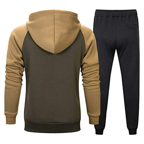 Image of Mens Sweatsuits 2 Piece Tracksuit Sport Wear Outfits Set Athletic Jogging Suit, Hoodie Sweatshirt +Jogger Sweatpants Green