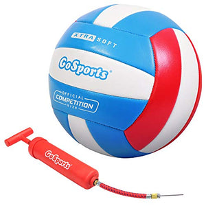 GoSports Soft Touch Recreational Volleyball | Regulation Size for Indoor or Outdoor Play | Includes Ball Pump - Choose Between Single or 6 Pack