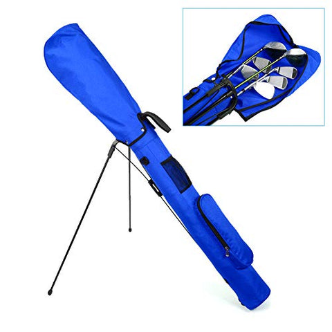 Image of LONGCHAO Golf Stand Bag, Lightweight Easy Carry Travel Case Pitch & Putt Golf Sunday Bag with Stand & Handle for Golf Clubs (Blue)