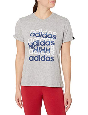 Image of adidas Women's Big Graphic T-Shirt Medium Gray Heather/Tech Indigo XX-Small