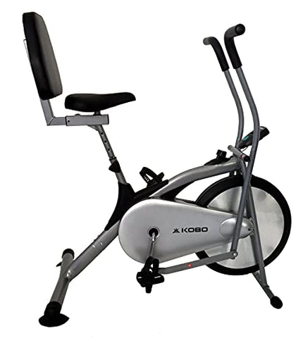 Image of KOBO AIR Bike Delux Exercise Cycle with Back Rest Dual Action / Electronic Meter
