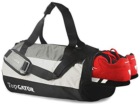 Image of TopGator Gym Bag Sports Duffel with Shoe Compartment 34 L (Grey/Black)