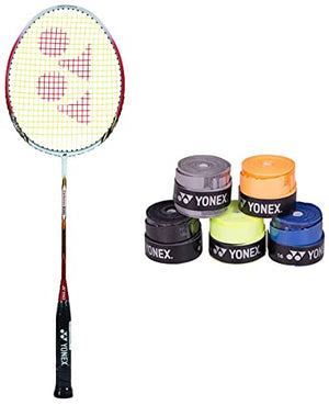 Yonex Carbonex 8000 Plus Graphite Badminton Racquet with free Full Cover & Yonex Etech 902 Pack of 5 Badminton Grips