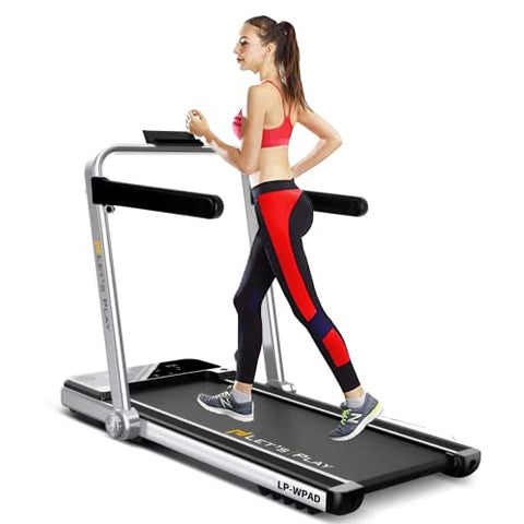 Image of LET'S PLAY® LP-WPAD Smart Foldable Treadmill 2.5HP (4HP Peak) DC Motorized Treadmill Under Desk Walking Pad Treadmill for Home Use Pre-Installed with Interactive LED Display, Foot Sensing Speed Control, Remote and App Control (Black) For Further Query cal