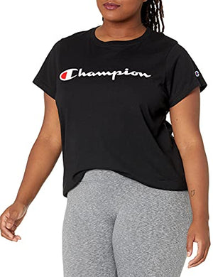 Champion Size Women's Plus Classic Tee-Graphic, Black, 3X