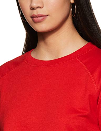 Amazon Brand - Symbol Women's Cotton Blend Crew Neck Sweat Shirt (AW18WNSSW01_Bright Pink_Small_Bright Pink_S)