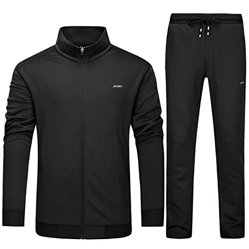 Casual Suits for Men Sports Jacket and Pants Set Sweatsuit for Men Tracksuits Mens Running Sets Jogger Suits Track Set for Men Black