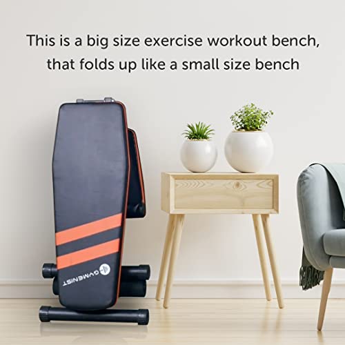 GYMENIST Exercise Bench Adjustable Foldable Compact Workout