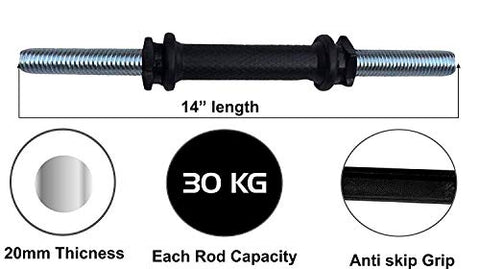 Image of NST Fitness Black 2 kg Adjustable PVC Dumbbell (1 kg X 4) with 14 Inch Dumbbell Rod Plastic Grip for Home Exercise for Men and Women