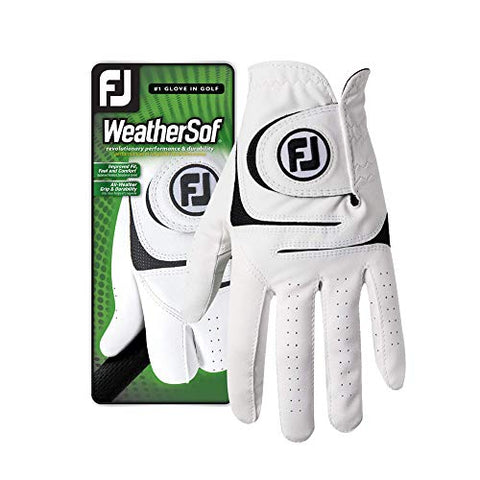 Image of FootJoy Men's WeatherSof Golf Glove White X-Large, Worn on Left Hand