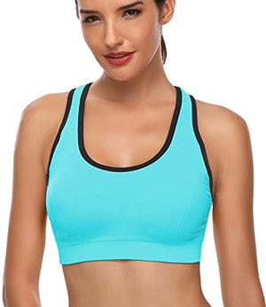 MIRITY Women Racerback Sports Bras - High Impact Workout Gym Activewear Bra Color Blue Size 3XL