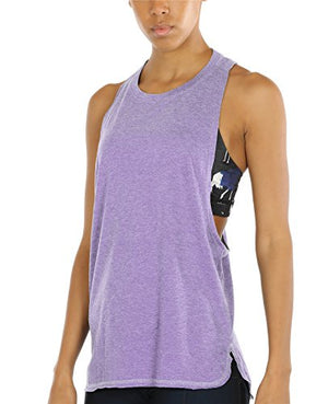 icyzone Yoga Tops Activewear Workout Clothes Sports Racerback Tank Tops For Women (M, Lavender)